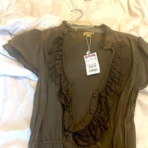 Brand new olive green dress with gold belt!